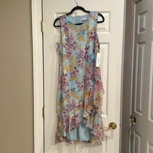 Calvin Klein 👗 dress NWT - blue floral chiffon fabric  - women’s size 14